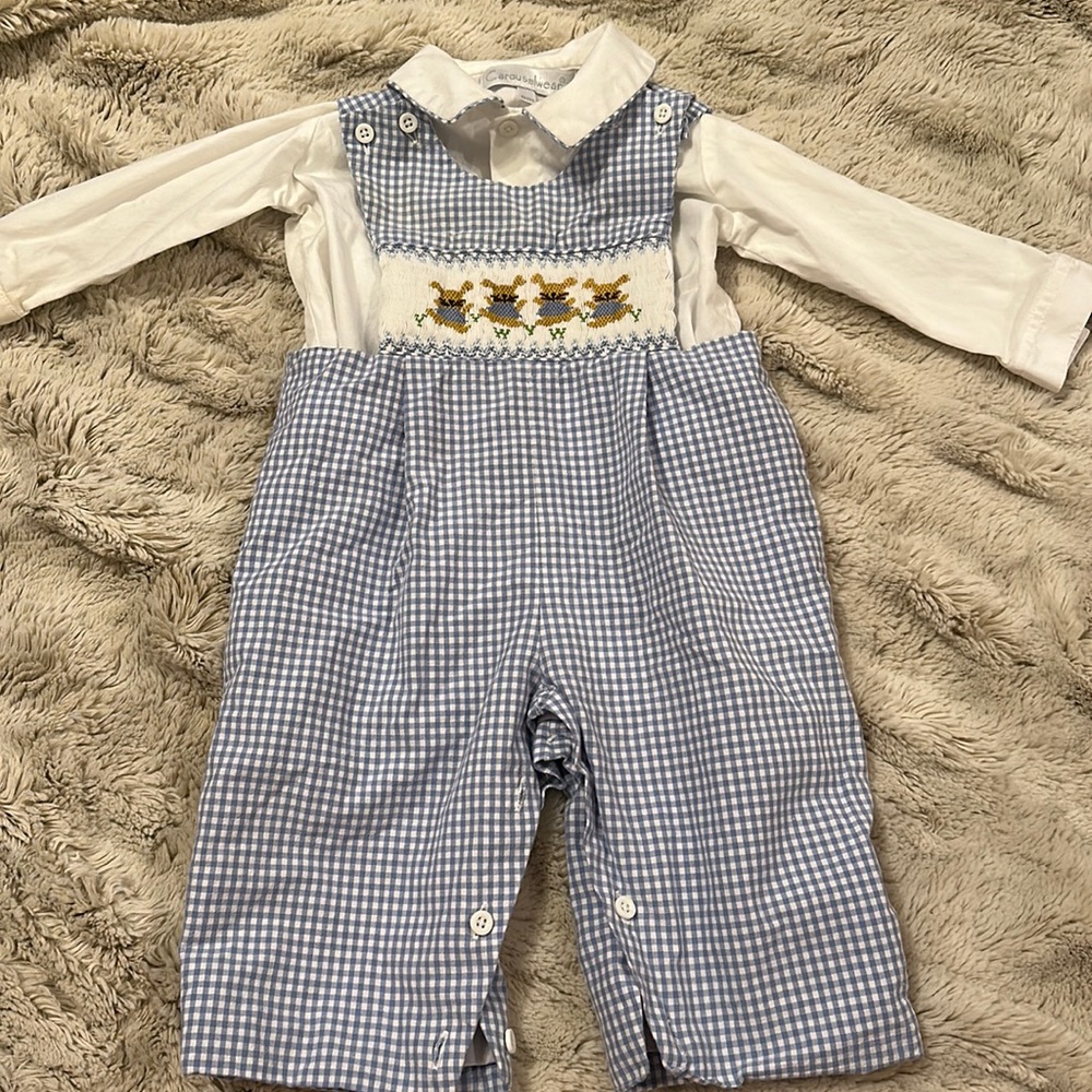 Carouselwear boys longall with hand smocking size 6 months